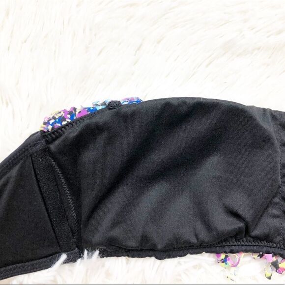 Victoria’s Secret Swim Black Bandeau Fringe Bikini Top Size Small - Picture 3 of 4